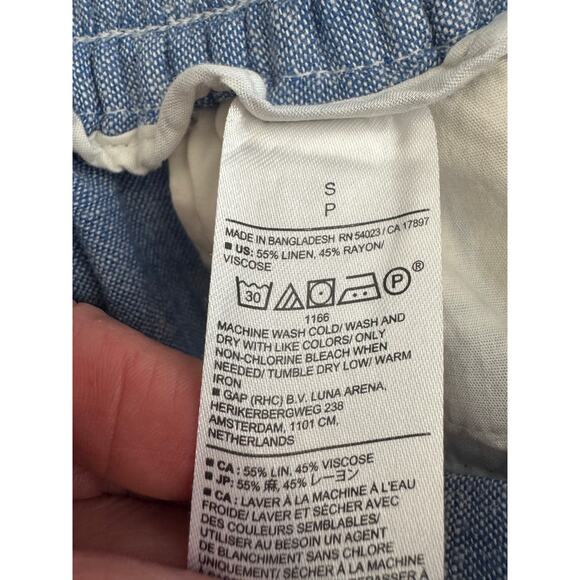 BR Factory Blue Chambray Linen Blend Wide Leg Cropped Pants S - Picture 6 of 7